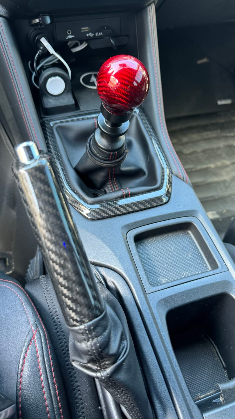 Customer photo review of 2022-25 Subaru WRX Black Carbon Fiber Shifter Trim Cover
