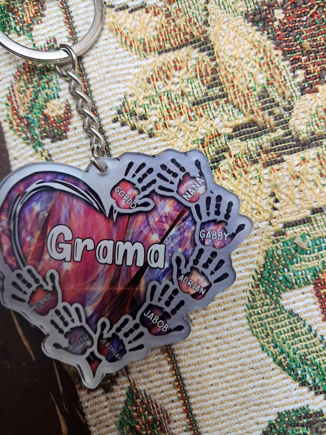 Customer photo review of Grandma- Mom Heart Kids, Multi Colors Personalized Acrylic Keychain