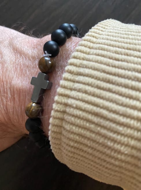 Customer photo review of 'To My Husband/Man' Bracelet W/ Stainless Steel Cross & Metallic Wallet Card