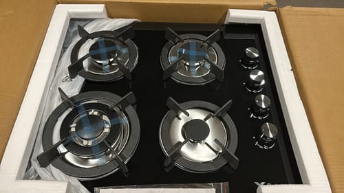 Customer photo review of Parrilla a Gas Natural LP Empotrable Cristal Templado 4 Quemadores