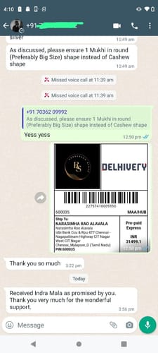 Customer photo review of Indra Mala