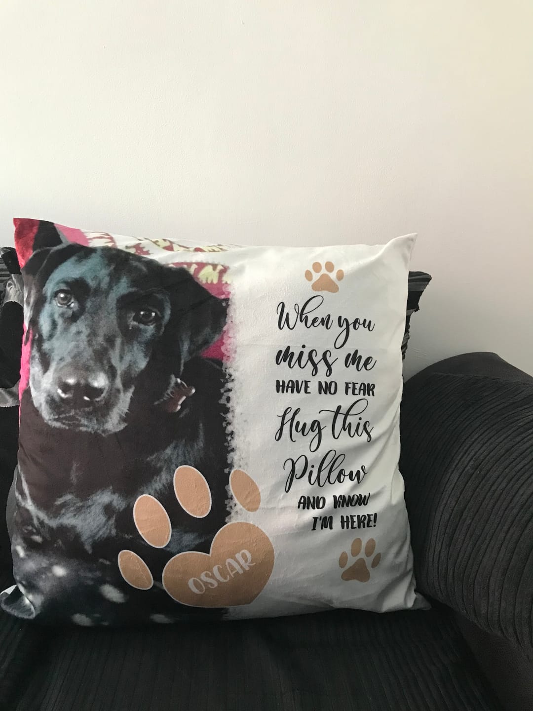 Customer photo review of When you miss me - Personalised pillow