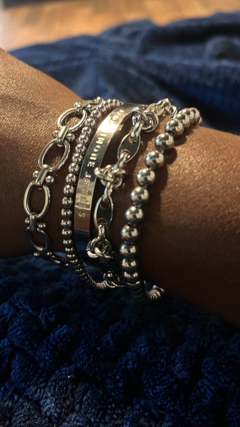 Customer photo review of Chrisette Stainless Steel Bracelet Stack