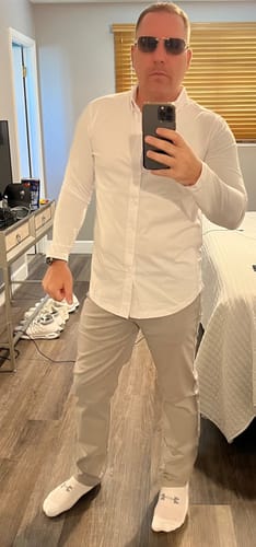 Customer photo review of Long-Sleeve Casual Button-Down: Arctic White