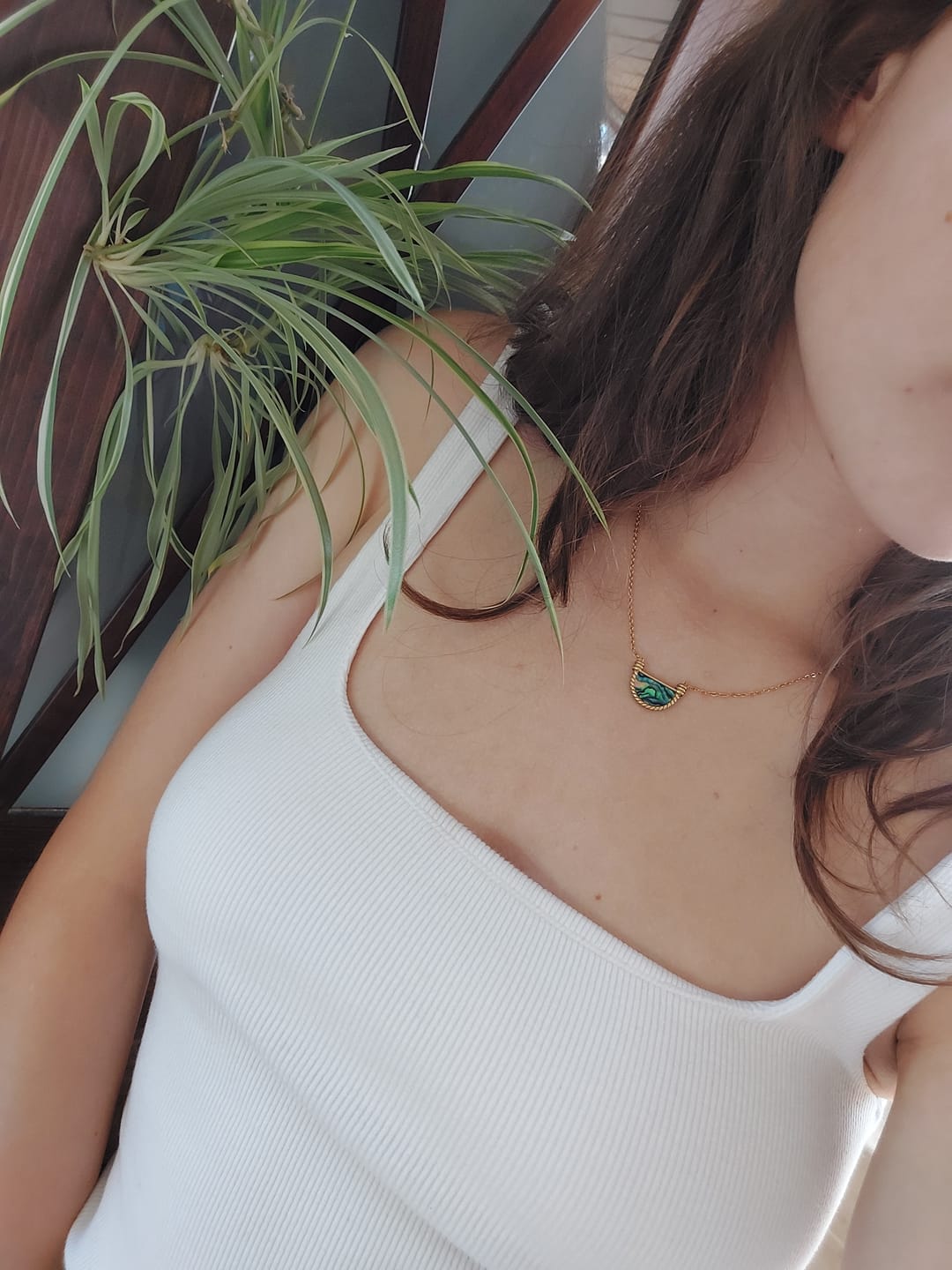 Customer photo review of Amalfi Turquoise Shell Necklace