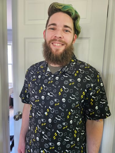 Customer photo review of Dnd Horror Mystery Button Up Shirt