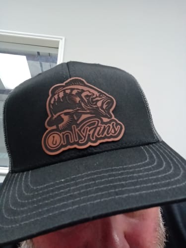 Customer photo review of Fishing, Only Fins, Leather Patch Trucker Hat