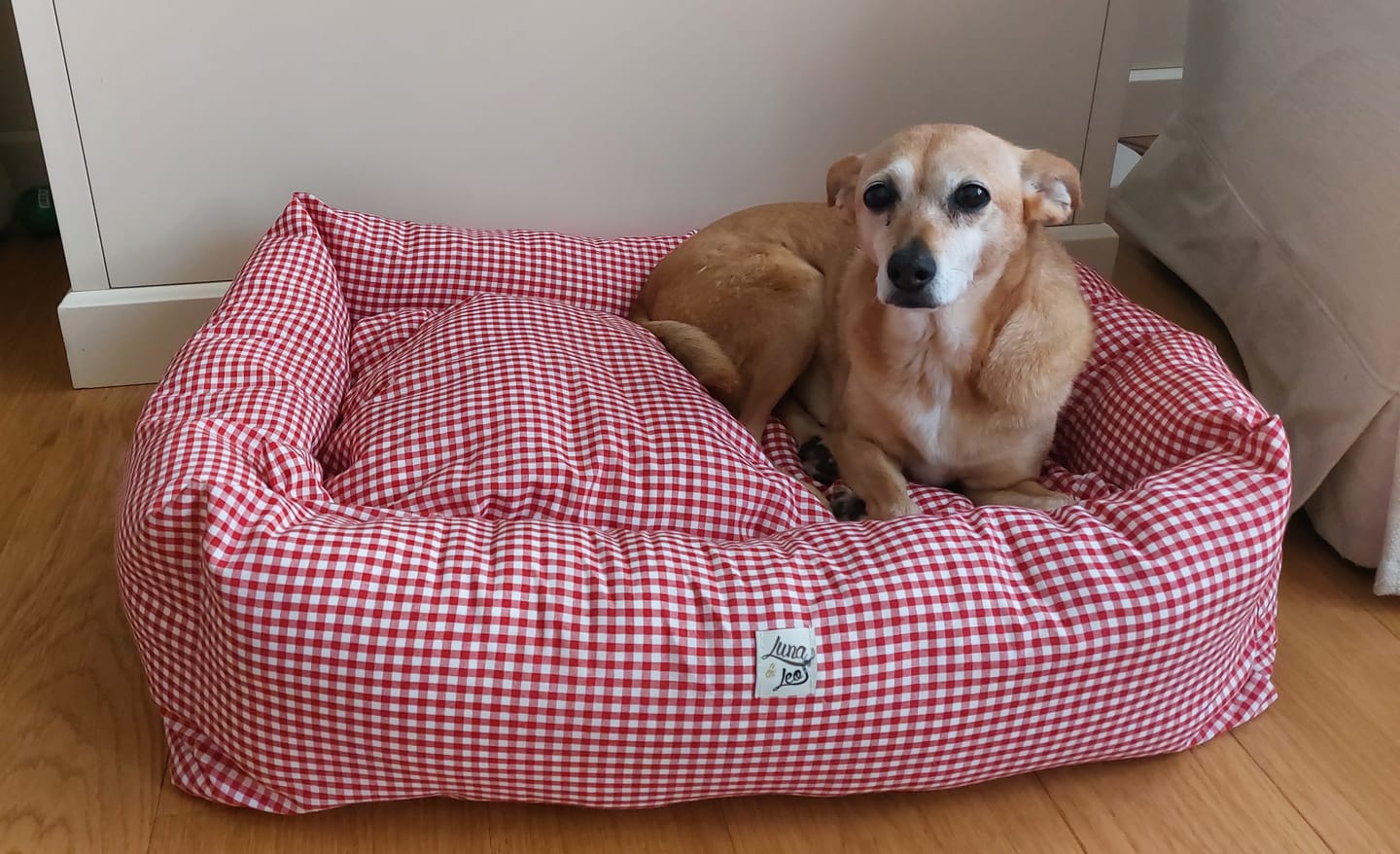 Customer photo review of Divanetto Cotone Vichy Rosso