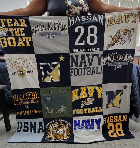 T-shirt quilt featuring navy football by DEPETRIS from FL