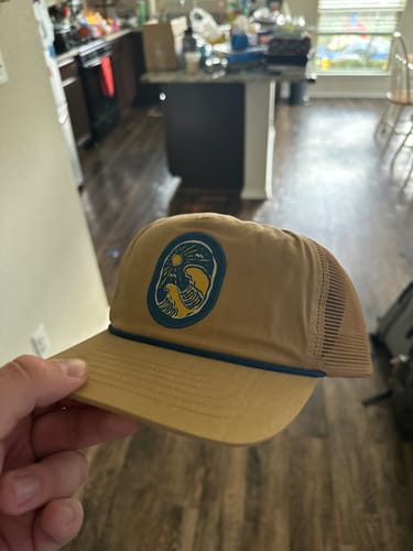 Customer photo review of Big Flat Bill Unstructured Rope Mesh Hat