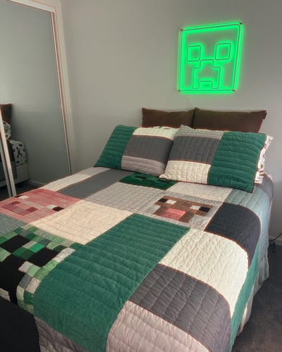 Customer photo review of Minecraft neon sign
