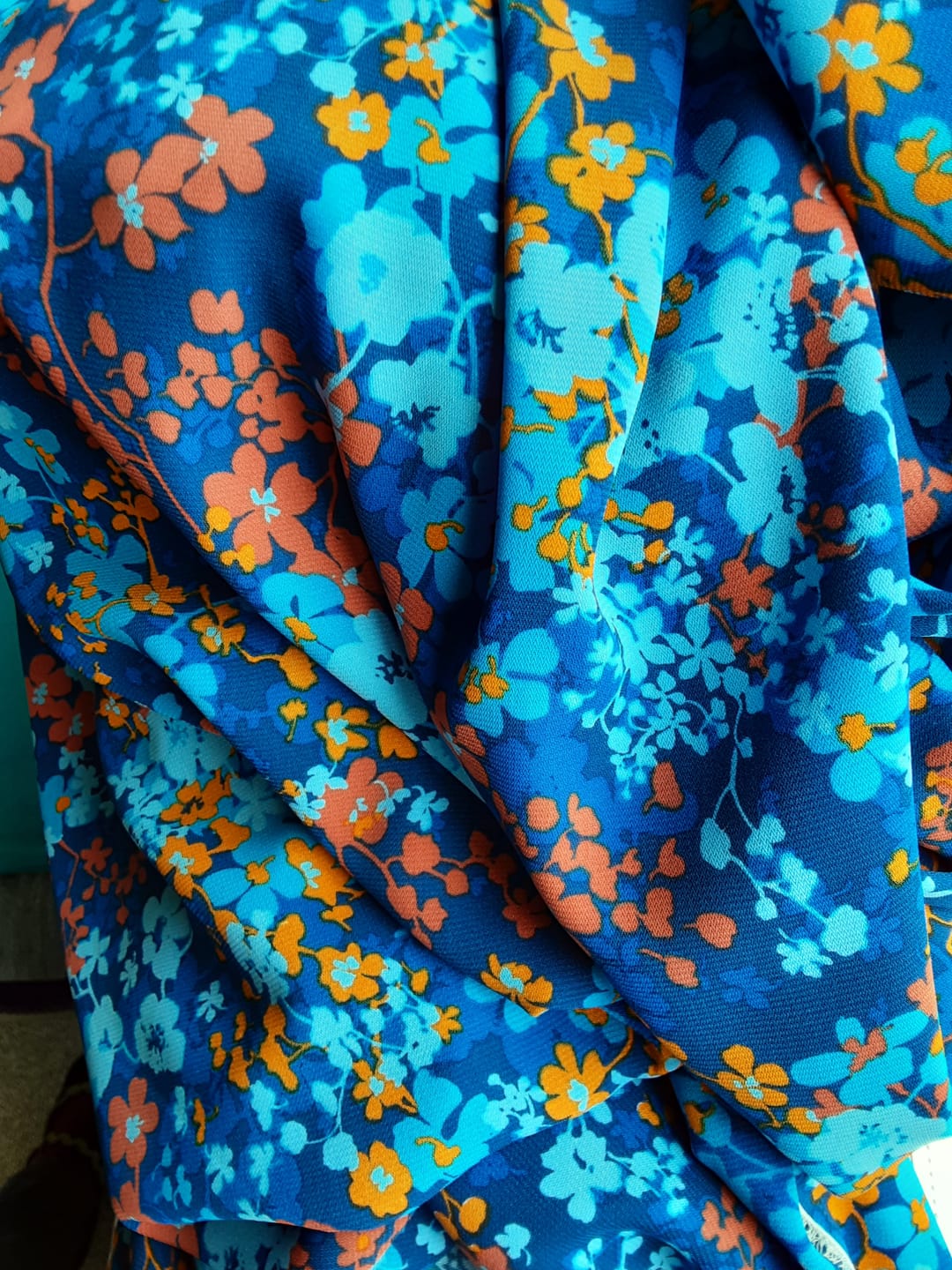 Customer photo review of Blossoming Flowers Polyester Crepe Fabric