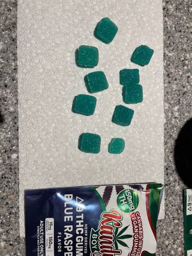 Customer photo review of Blue Raspberry Delta 9 THC Gummies 150mg