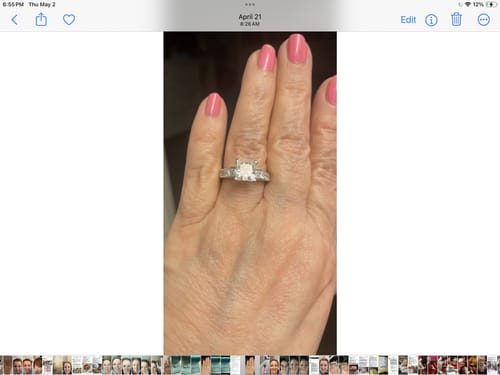 Customer photo review of Princess Cut Moissanite Staircase Channel Set Engagement Ring