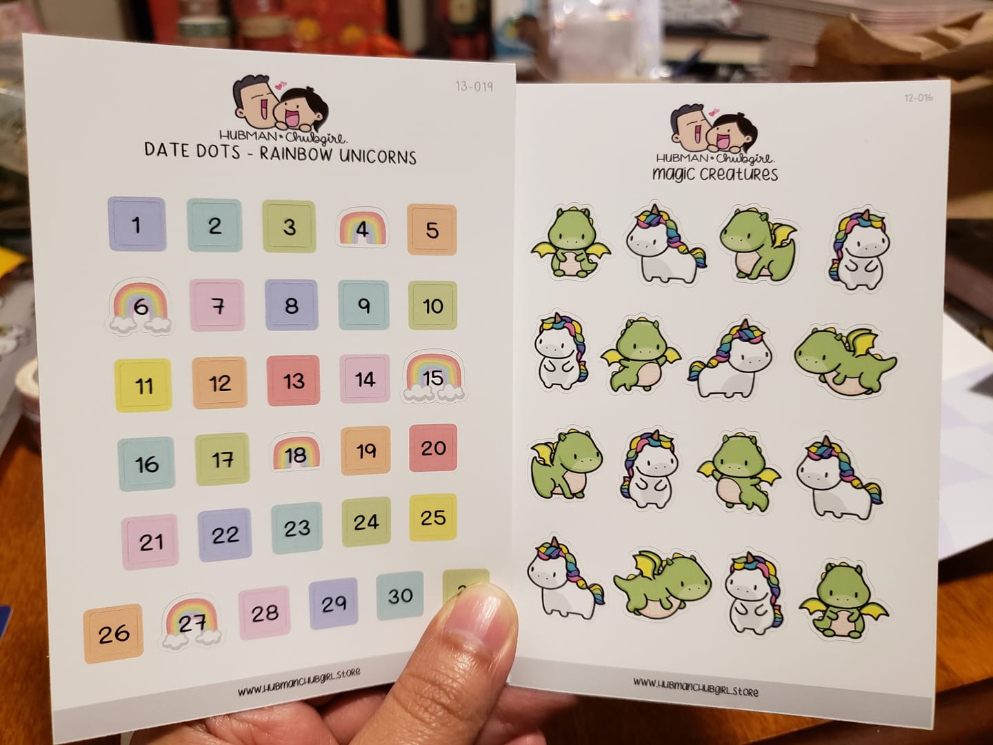 Customer photo review of Date Dots - Rainbow Unicorns Planner Stickers