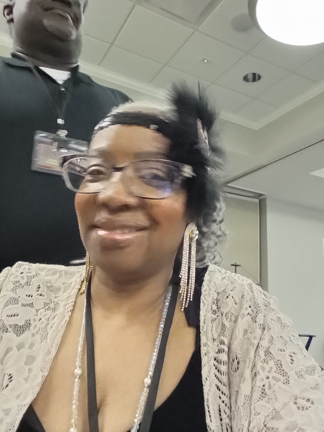 Customer photo review of 1920s Black & Gold Beaded Flapper Headband