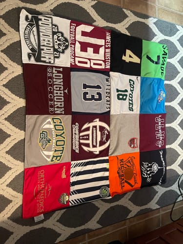 T-shirt quilt featuring coyotes football team, coyotes soccer team by Tracey from FL