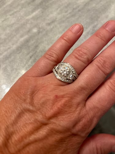 Customer photo review of Halo Art Deco CZ Ring Set in Sterling Silver