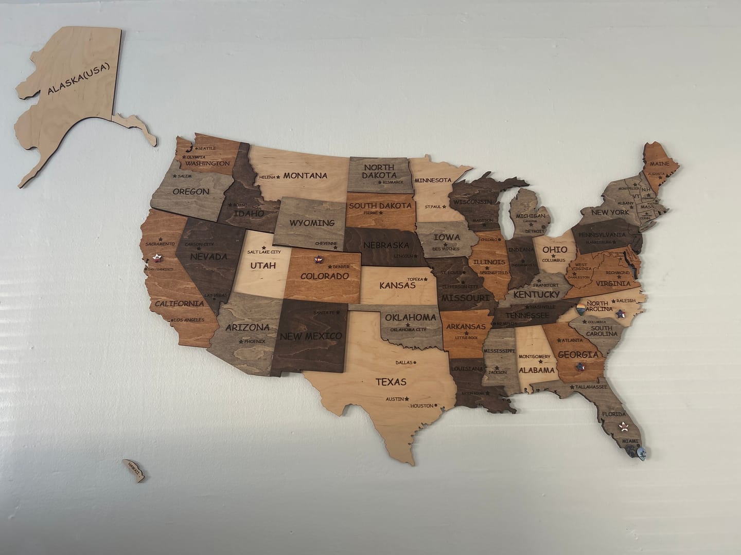 Customer photo review of Wooden 3d Map of USA - Multicolor