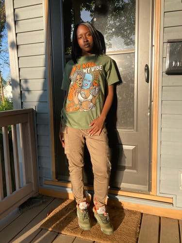 Customer photo review of Olive 5s DopeSkill Olive T-shirt Don't Kill My Vibe Graphic