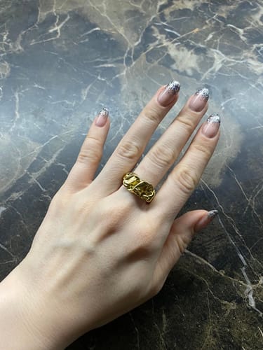 Customer photo review of Rugged 18k Gold Nugget Ring