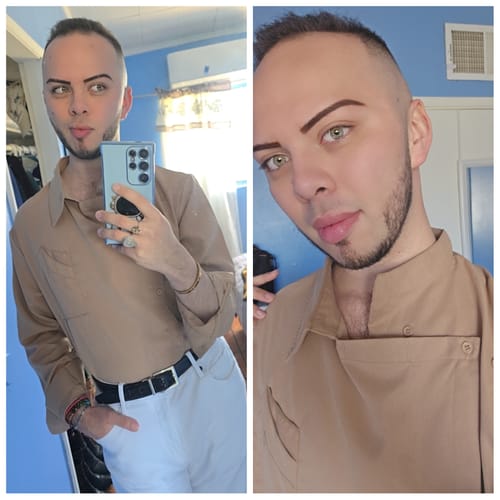 Customer photo review of Mens Oblique Button Design Irregular Solid Shirt SKUK08357