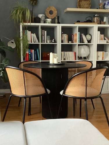 Customer photo review of Table a manger 4 personnes en pin massif noir D90