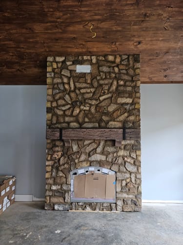 Customer photo review of Banded - Non-Combustible Concrete Mantel Shelves By Design Specialties