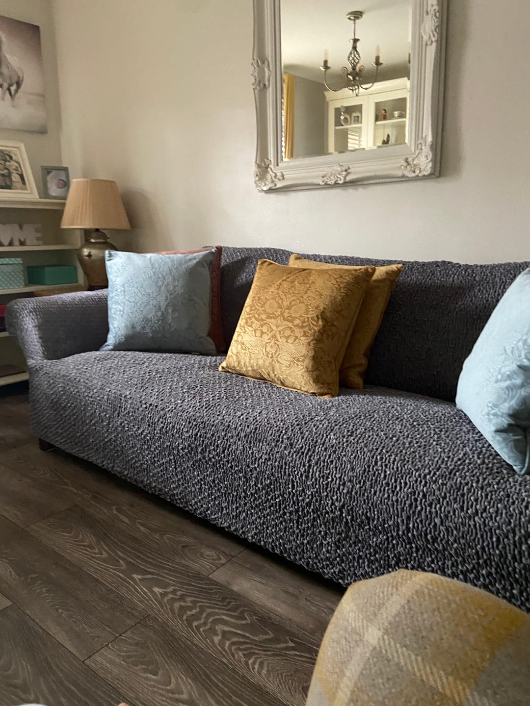 Customer photo review of Arm Chair Cover - Blue, Velvet