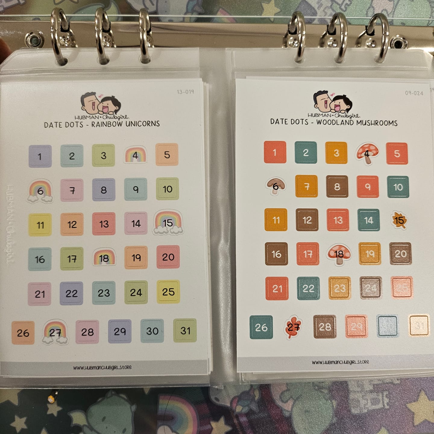 Customer photo review of Date Dots - Rainbow Unicorns Planner Stickers