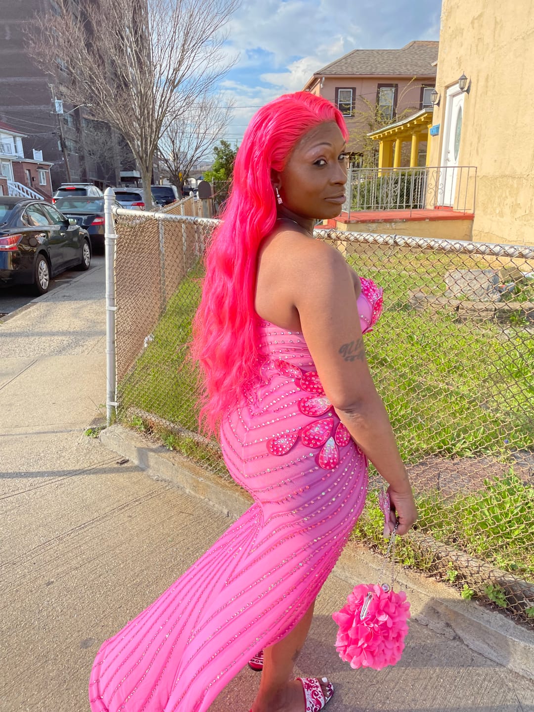 Customer photo review of Rose Diamante Dress