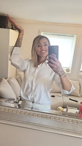 Customer photo review of Women's satin shirt