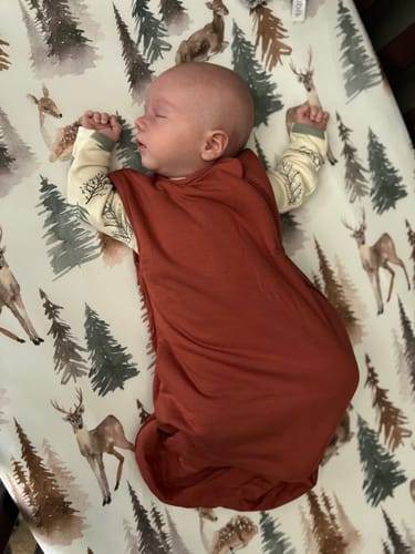 Customer photo review of Baby Bamboo Quilted Sleeveless Sleep Sack TOG 1.0 - Red Brown