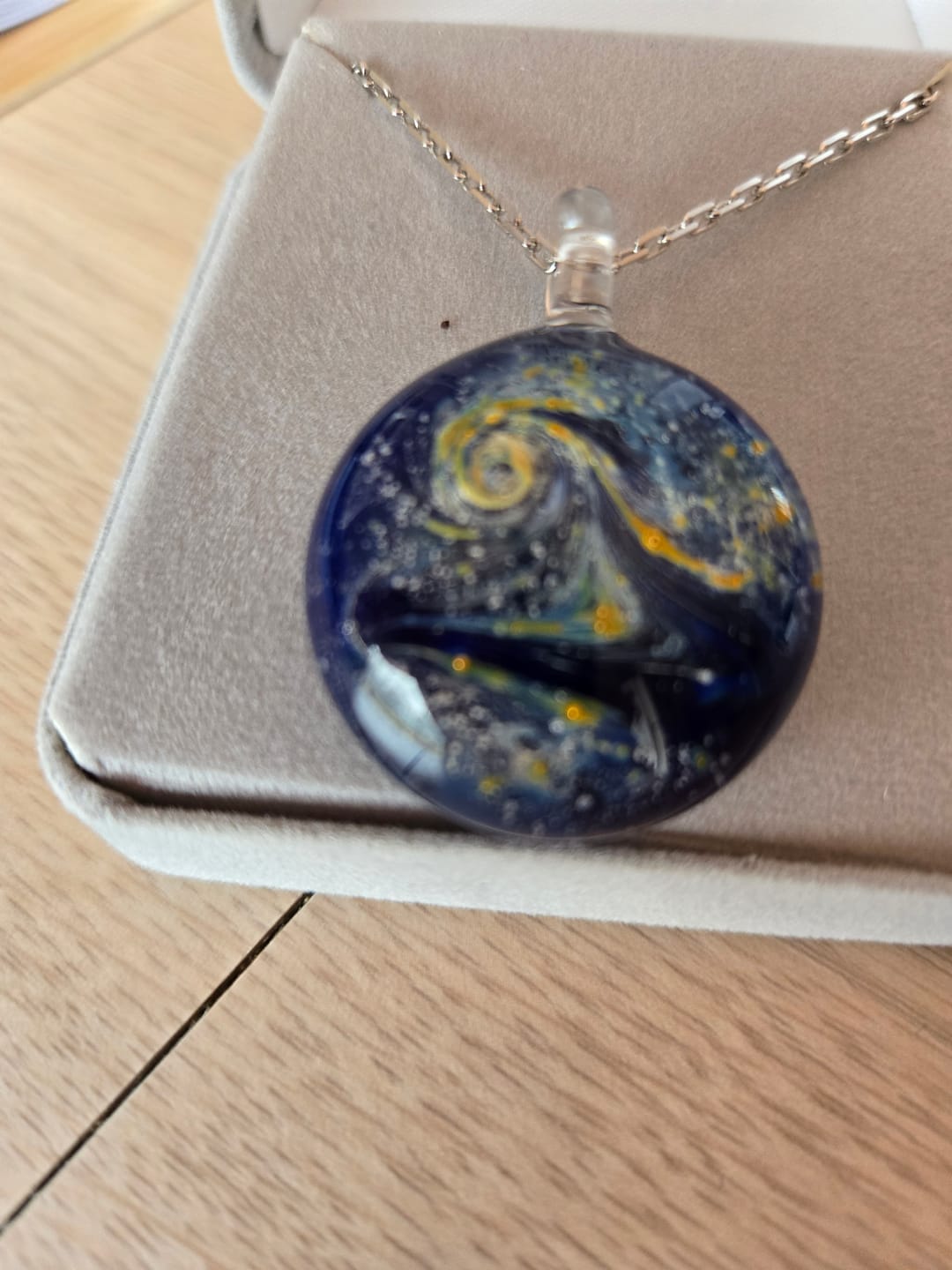 Customer photo review of Nightswirl Cremation Pendant