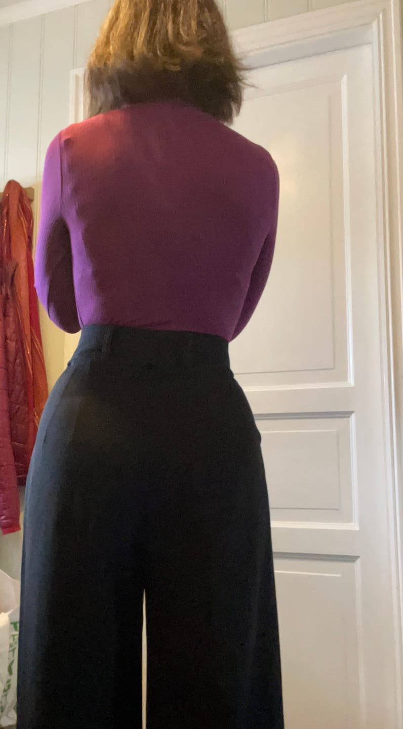 Customer photo review of Hepburn Pants med gylf - bukse med høyt liv - svart