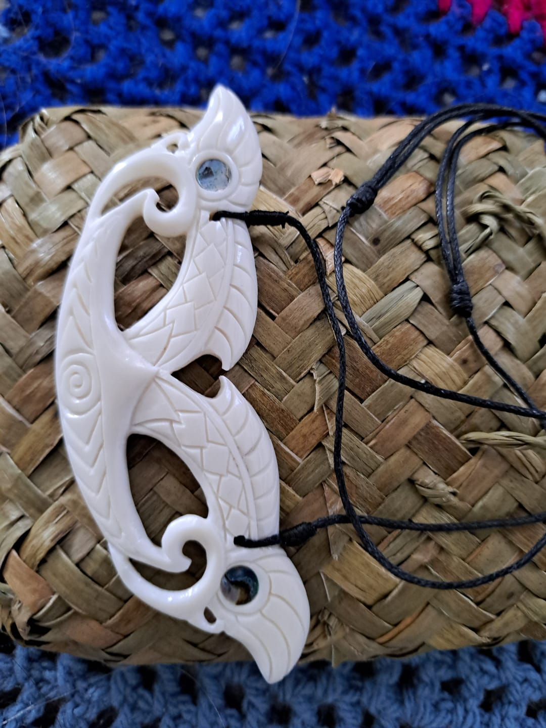 Customer photo review of 10cm Maori Bone Manaia Breastplate Necklace