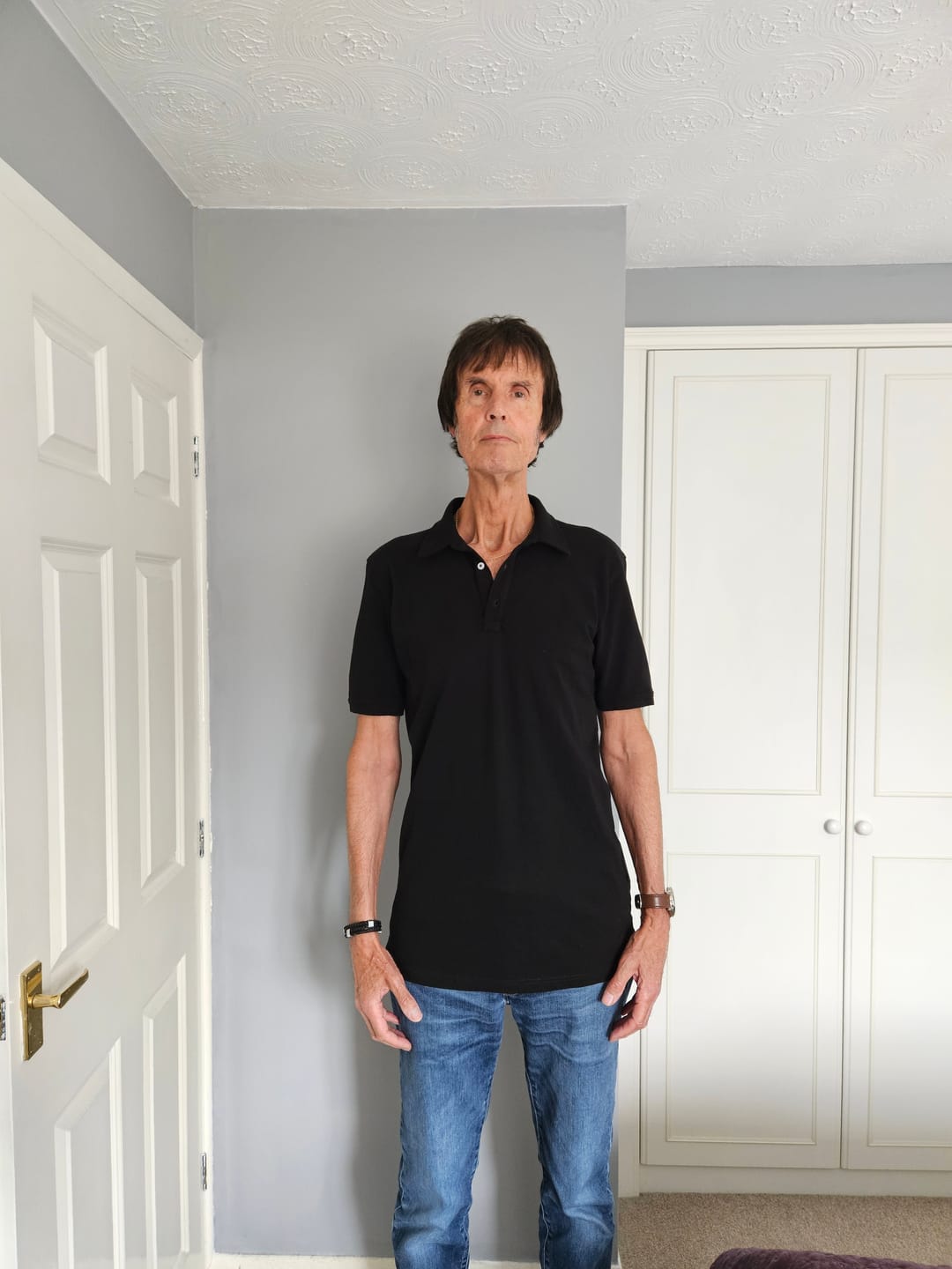 Customer photo review of Organic Tall Slim Pique Polo Shirt (Black)
