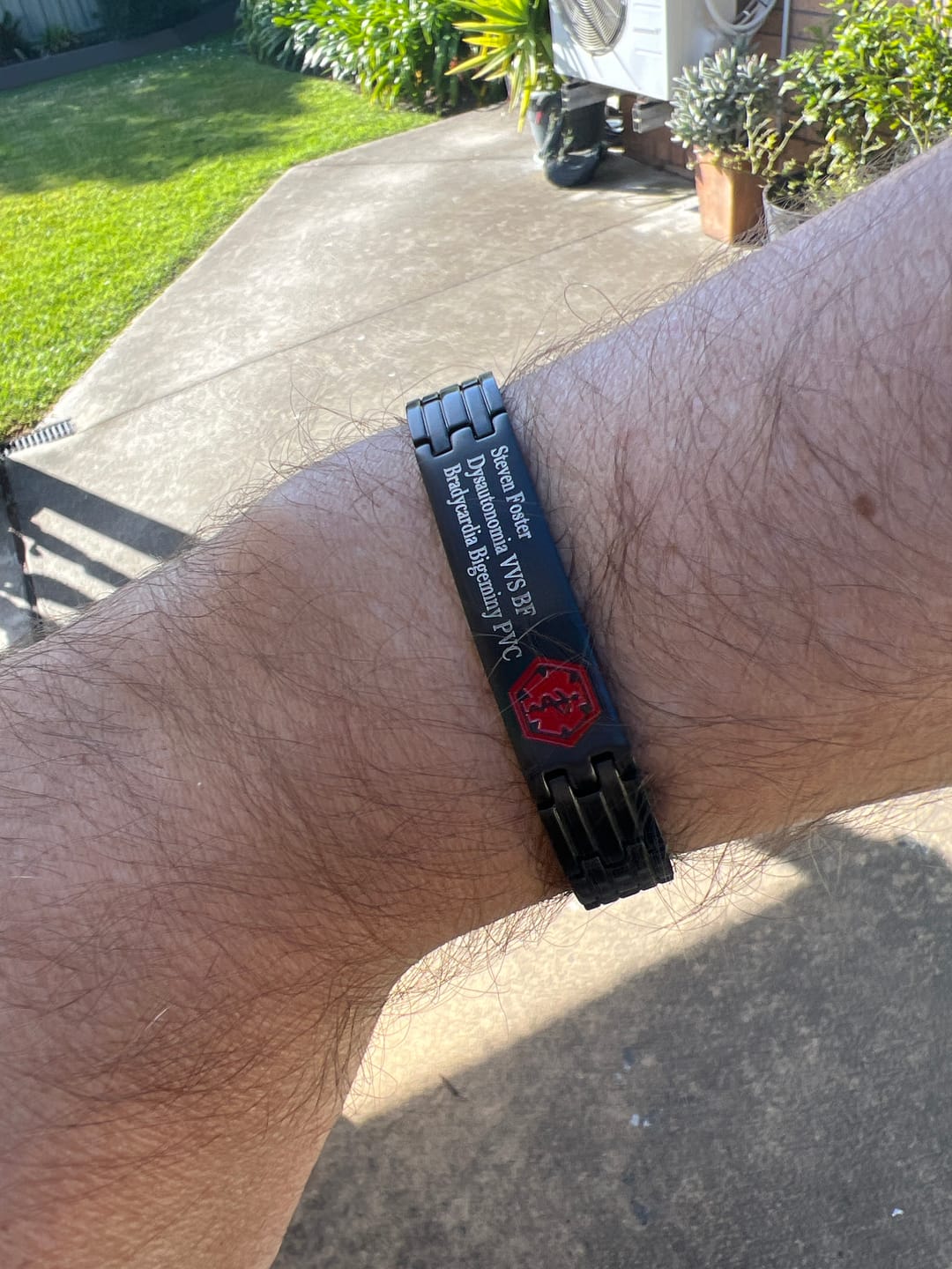 Customer photo review of Black Stainless Steel Medical Alert ID Bracelet for Men