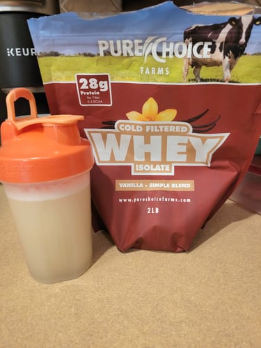 Customer photo review of Whey Protein Isolate with Organic Vanilla