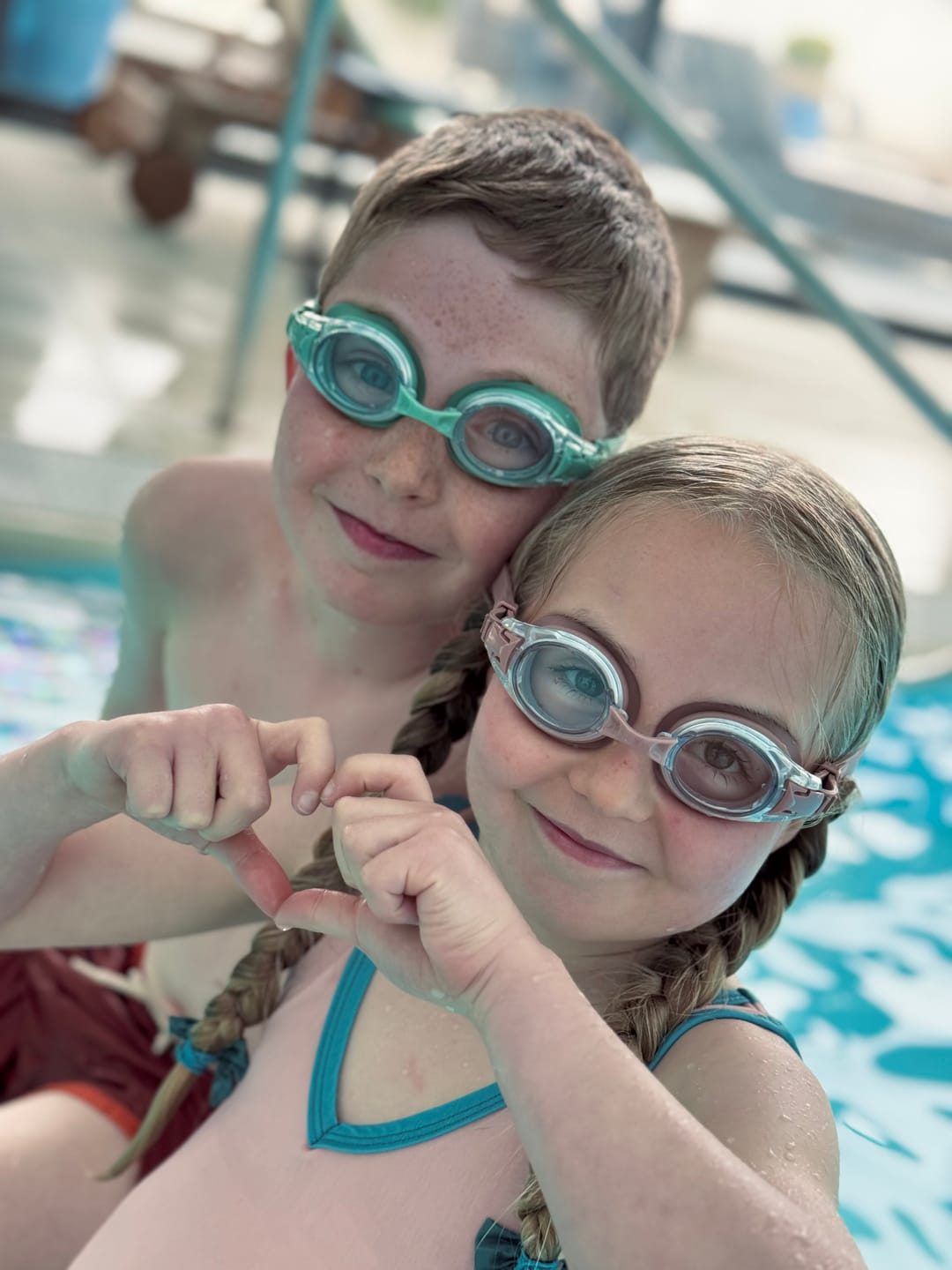 Customer photo review of Anti UV + Fog Swim Goggles - Heather Rose