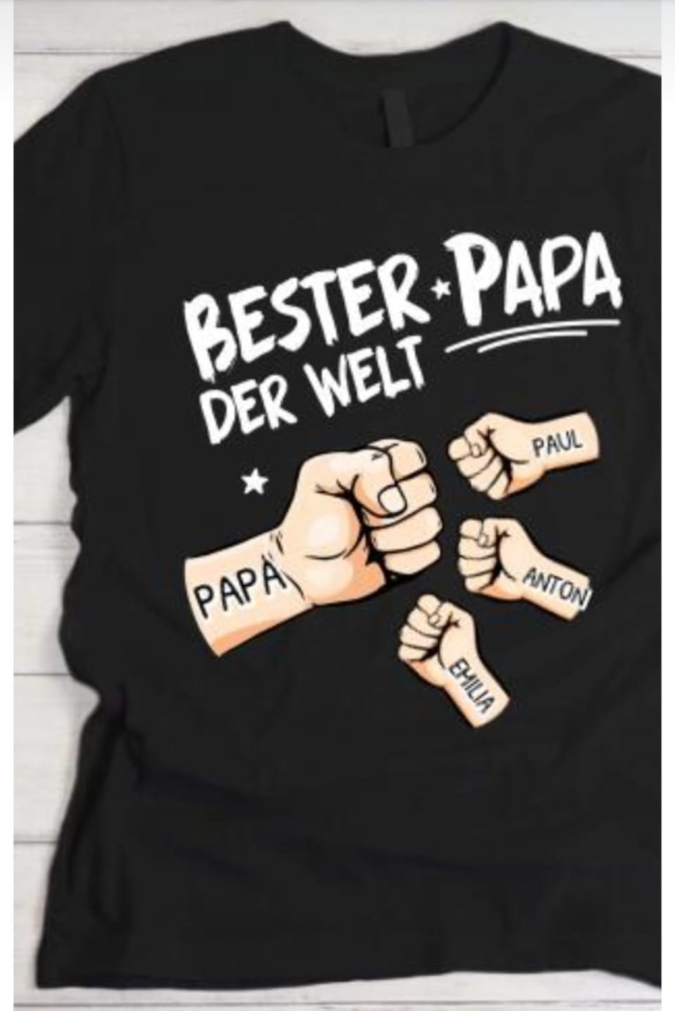 Customer photo review of Bester Papa Ever - Personalisiertes T-Shirt für Papa dunkel