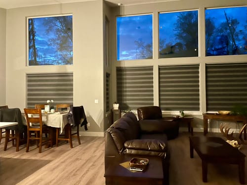 Customer photo review of SmartWings Motorized Zebra Shades 85% Blackout 95mm Ingrid