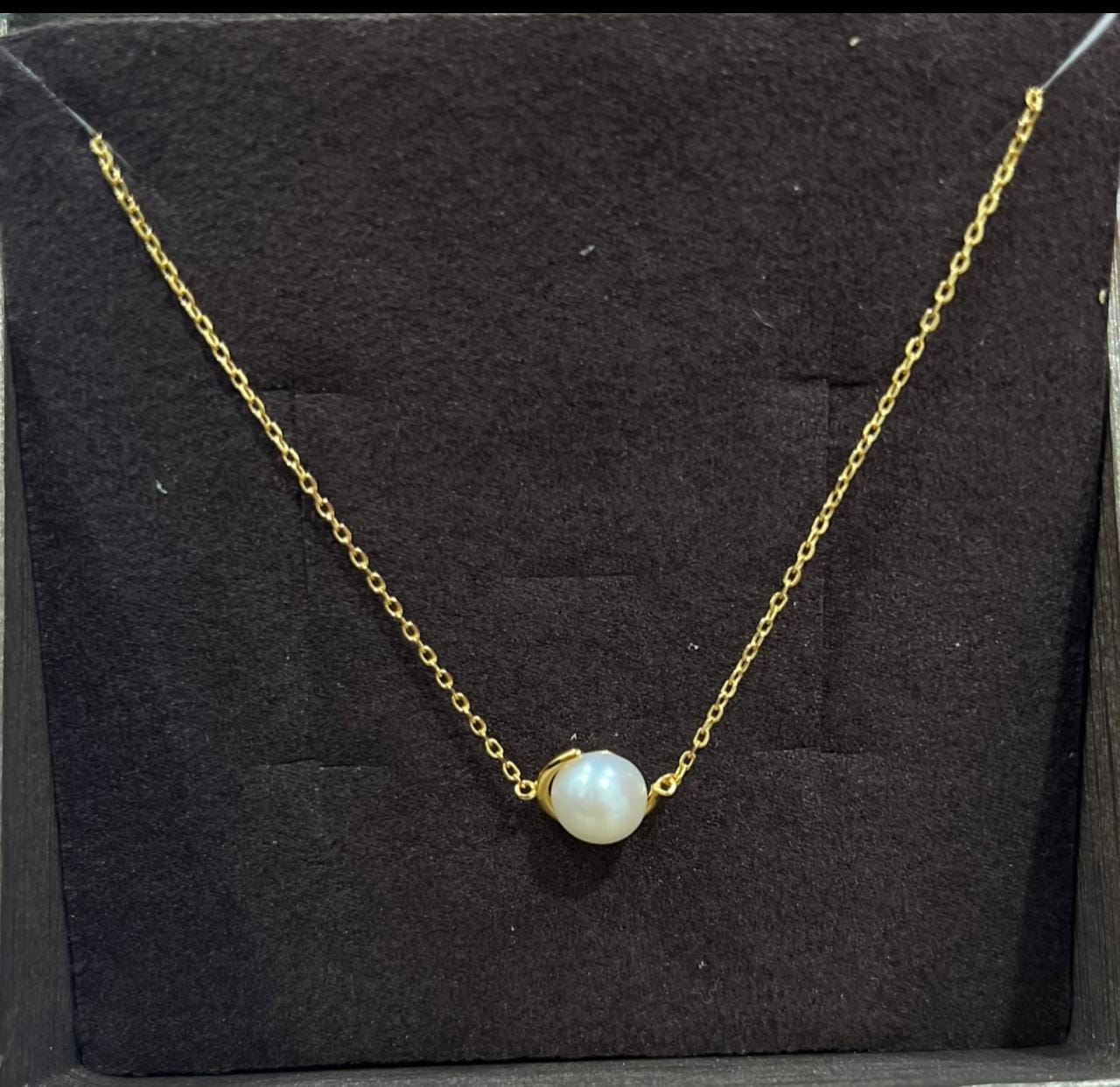 Customer photo review of Luminous Crescent Silver Necklace