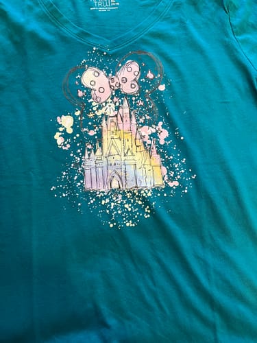 Customer photo review of Watercolor Disney Castle Minnie DTF Heat Transfer, Disney Vacation Design, Mickey Minnie DTF