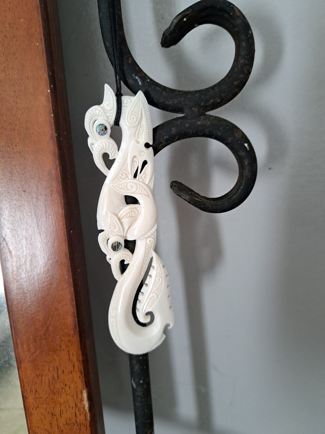Customer photo review of Intricately Carved 12.5cm Maori Bone Manaia Necklace