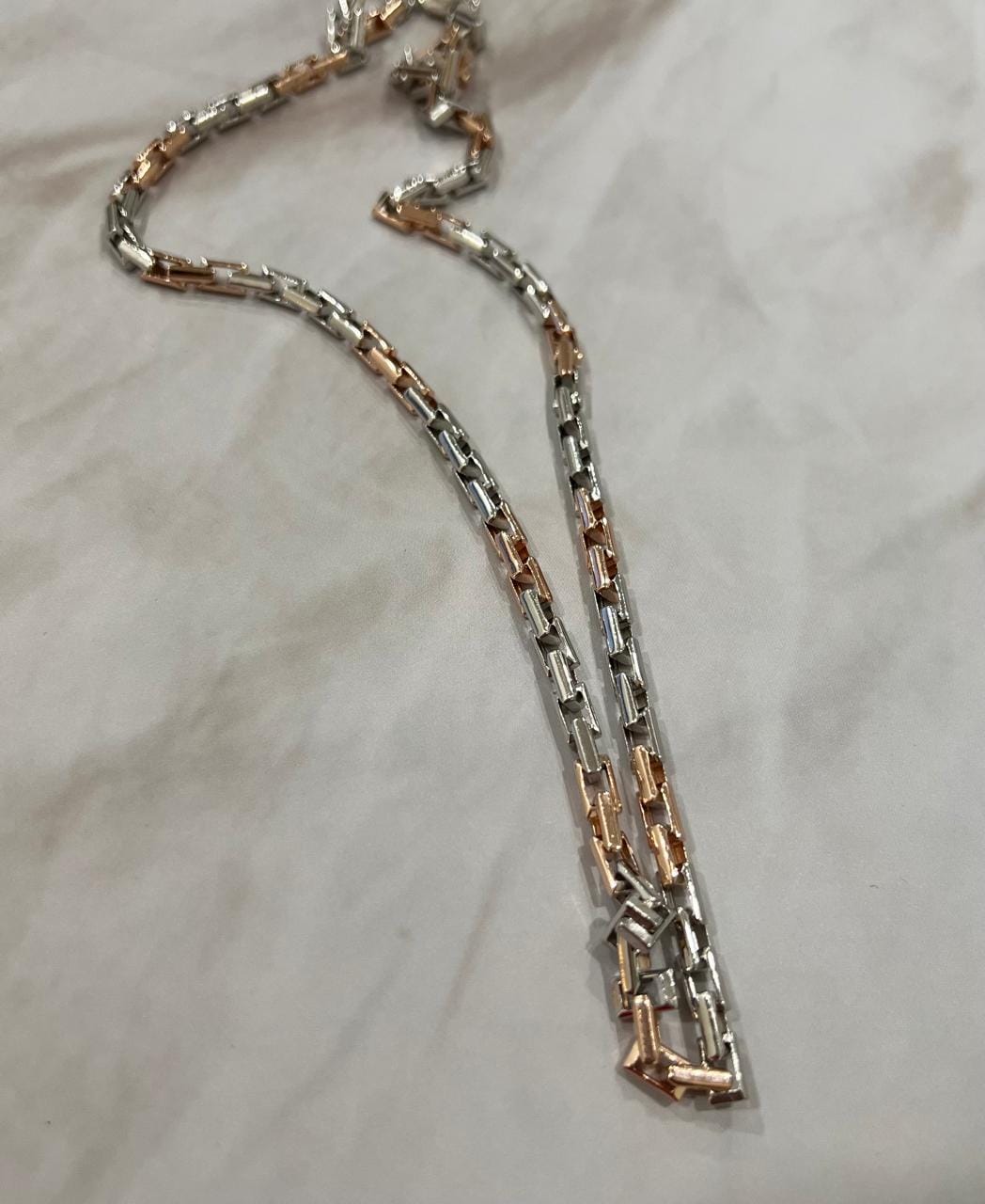Customer photo review of Nomad Wanderer Curb Two Tone Men's Silver Chain