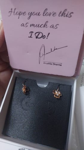 Customer photo review of Anushka Sharma Rose Gold Three Leaf Clover Earrings