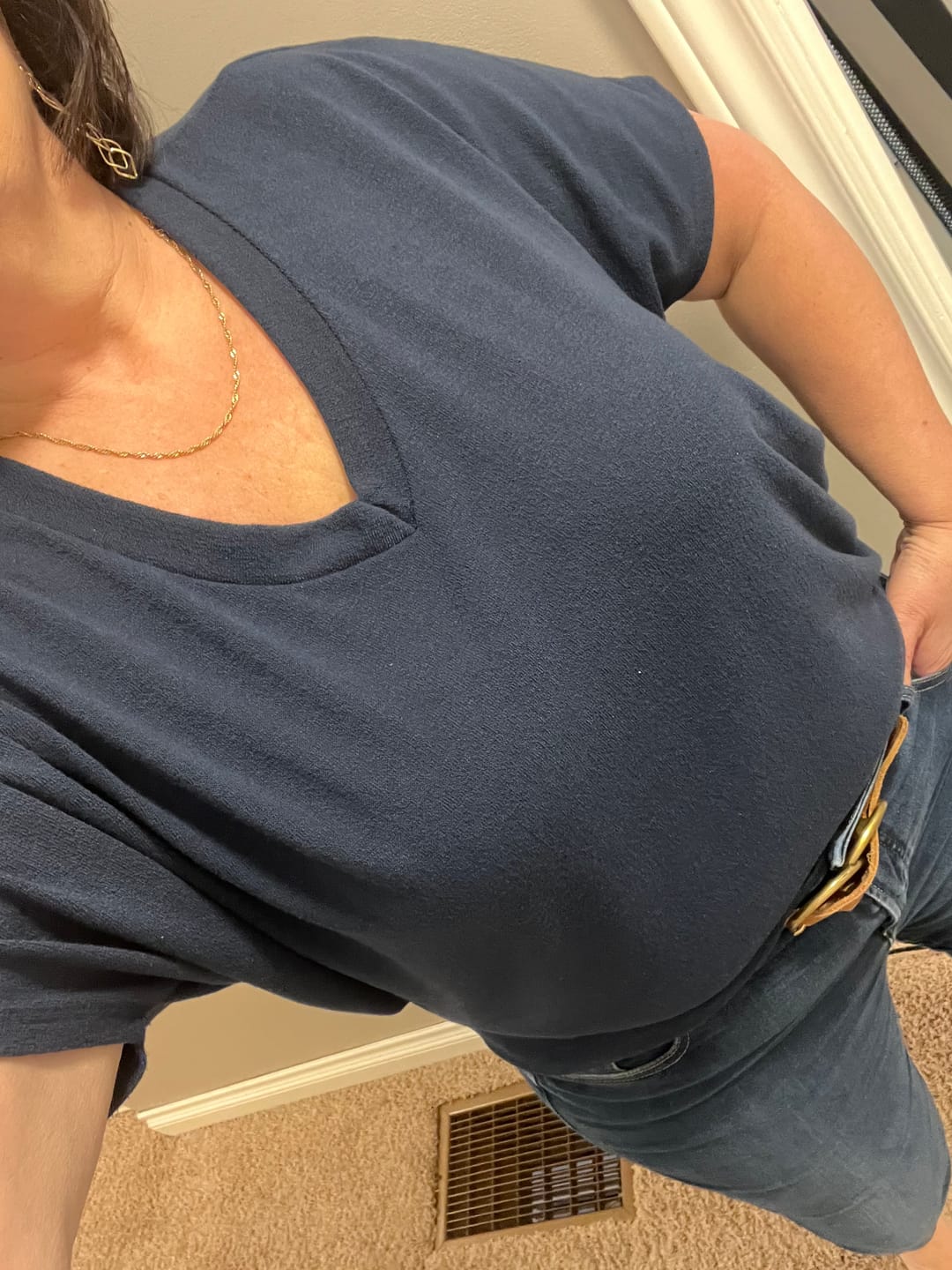 Customer photo review of Jolie Slouchy Dolman Tee (Navy)