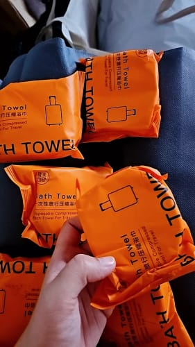 Customer photo review of Compressed Bath Towel Skin-Friendly Disposable Thickened Large Bath Towels For Travel