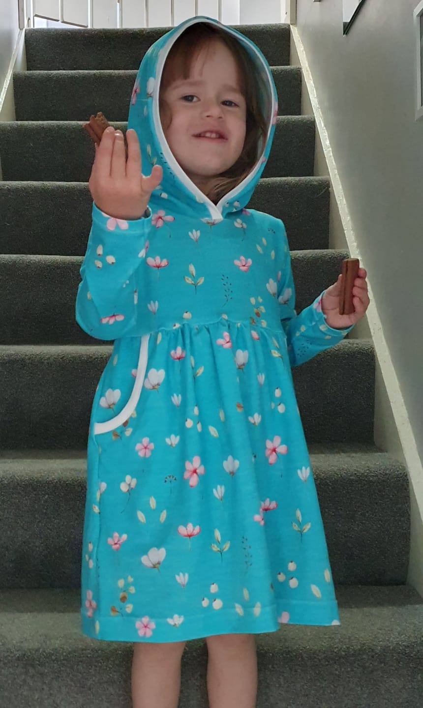 Customer photo review of Scattered Flowers Cotton Jersey Fabric